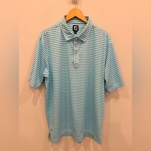 FootJoy FJ Golf Polo Shirt XL Blue White‎ Striped Short Sleeve Performance